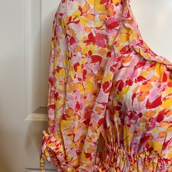 Hale Bob Pink, Orange & Yellow Floral Fit & Flare Dress, NWT! Size XS - Picture 4 of 10